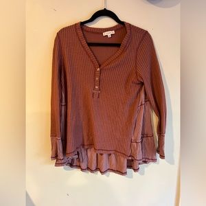 waffle knit tunic top